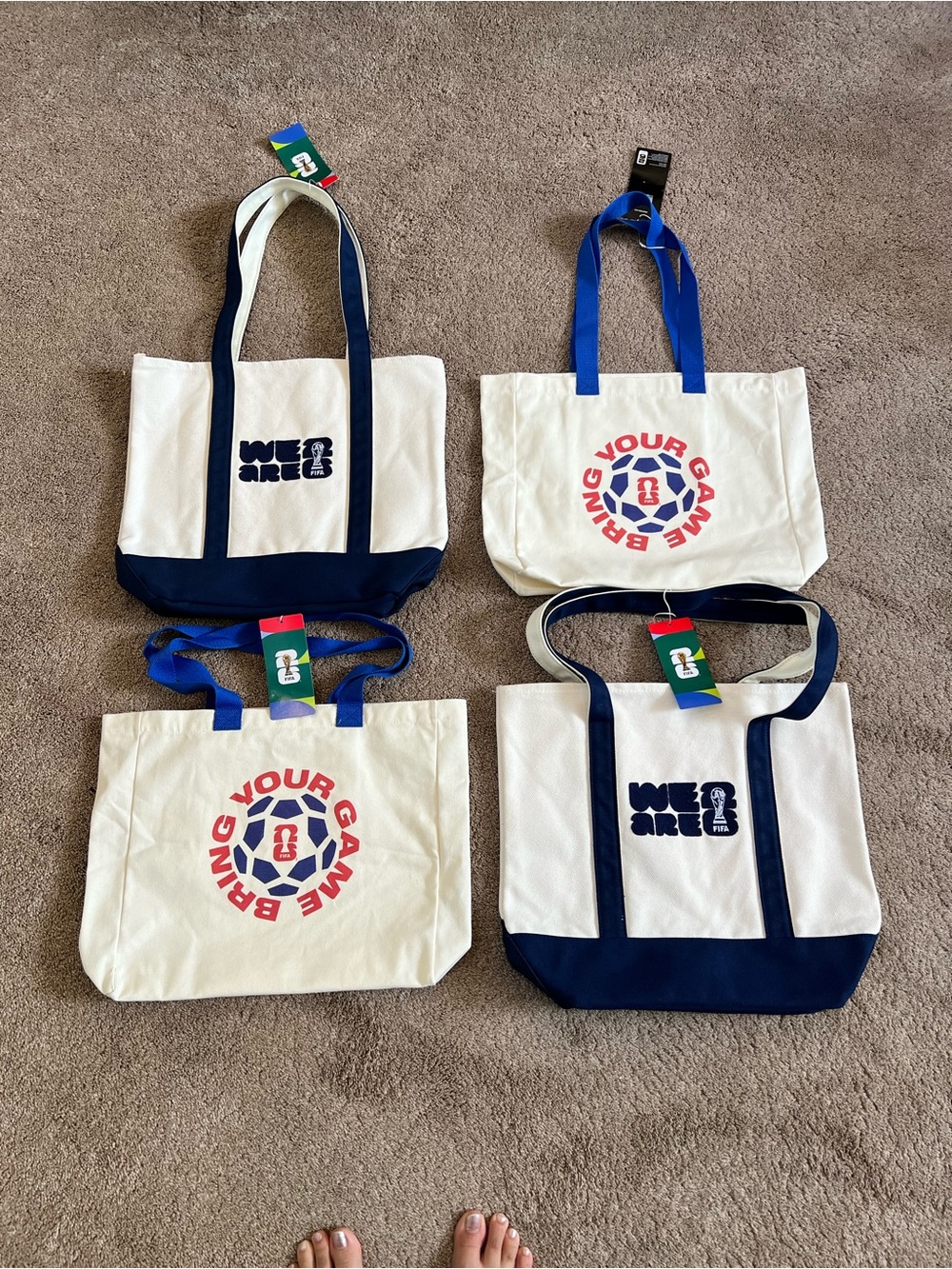 FIFA World Cup Tote Bags Set of 4 NEW